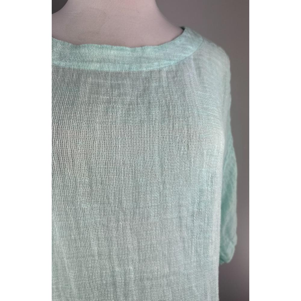 ✨2/$20 J. Jill Linen Mint Green Open Sheer Top Lagenlook Beachy Plus Size 1X - Picture 6 of 14